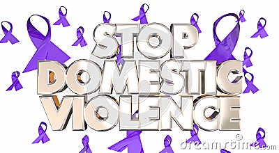 Stop Domestic Violence Awareness Ribbons Prevent Abuse 3d Words Stock Photo