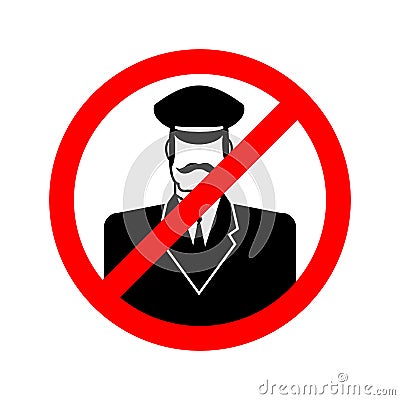 Stop doorman. Red prohibition sign. Ban tip Vector Illustration