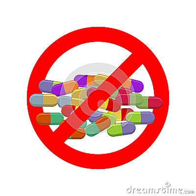 Stop doping. Ban dope. It is forbidden to take stimulants. Cross Vector Illustration