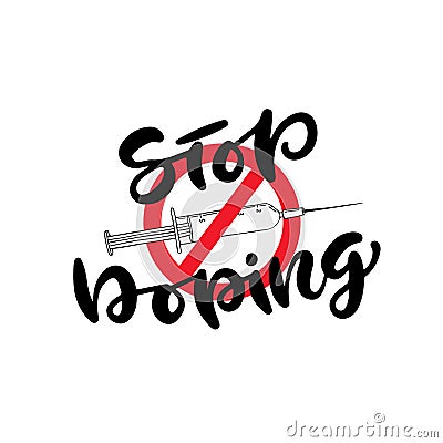 Stop Doping icon with syringe. Anti drug concept. Conceptual vector banner or poster. Vector Illustration