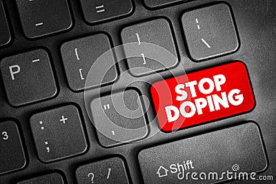 Stop Doping text button on keyboard, concept background Stock Photo