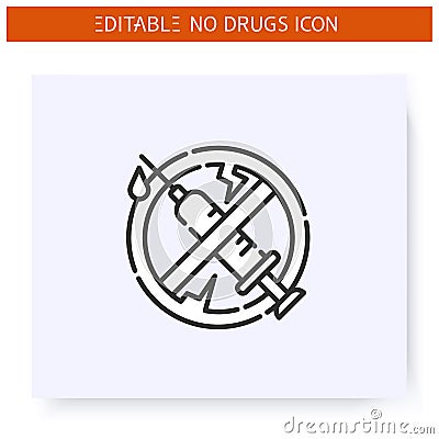 Stop drugs line icon. Editable illustration Vector Illustration