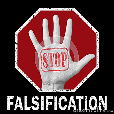 Stop falsification conceptual illustration. Global social problem Cartoon Illustration