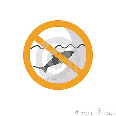 Stop fishing sign with crossed fish isolated on white vector Vector Illustration