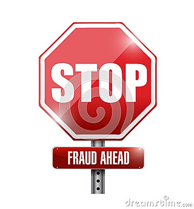 stop, fraud ahead road sign illustration Cartoon Illustration