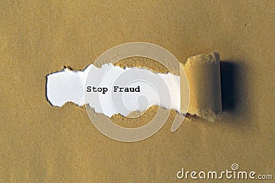 stop fraud on paper Stock Photo