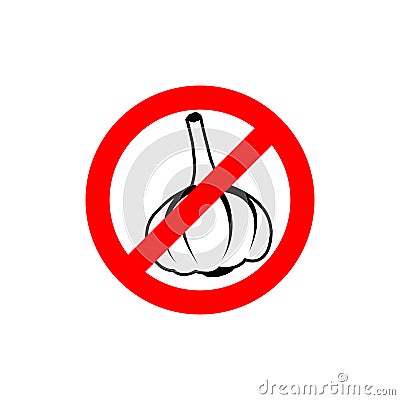 Stop garlic. Prohibiting road sign. Prohibited pungent smell Vector Illustration