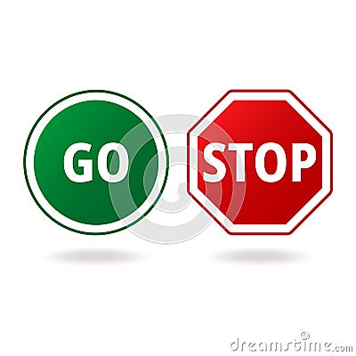 Stop and go road signage Vector Illustration