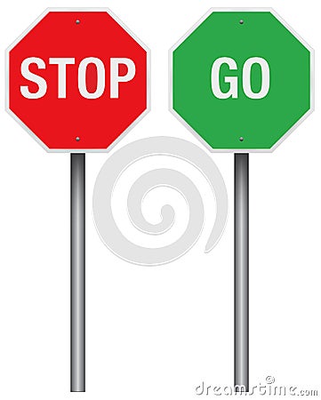 Stop and Go Signs Vector Illustration