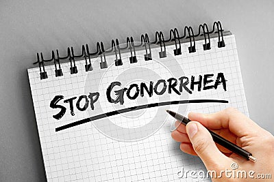 Stop Gonorrhea text on notepad, health concept background Stock Photo
