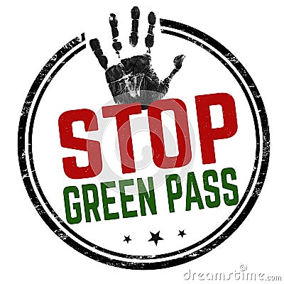 Stop green pass grunge rubber stamp Vector Illustration