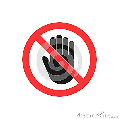 Stop hand icon. Stop sign. Vector illustration flat design Cartoon Illustration
