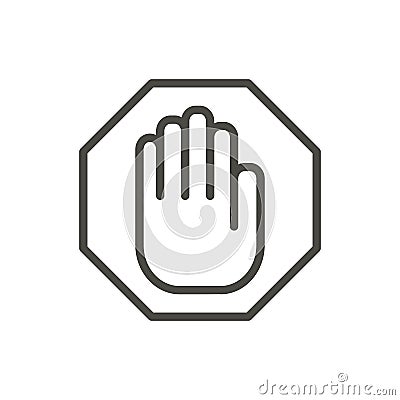 Stop hand icon vector. Line warning symbol isolated. Trendy flat Vector Illustration
