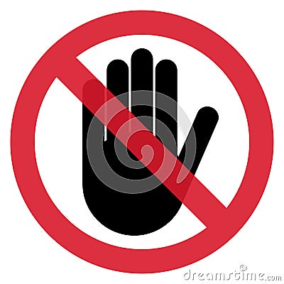 Stop hand sign, icon vector. Red color singe symbol illustration Vector Illustration