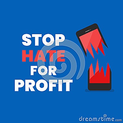 Stop hate for profit banner Vector Illustration