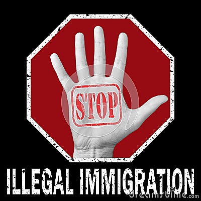Stop illegal immigration conceptual illustration. Global social problem Cartoon Illustration