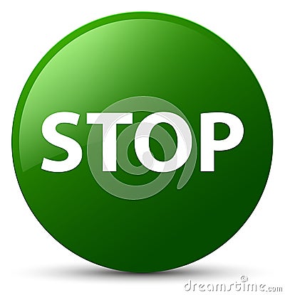 Stop green round button Cartoon Illustration