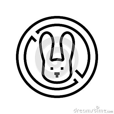 stop kill rabbits line icon vector illustration Cartoon Illustration