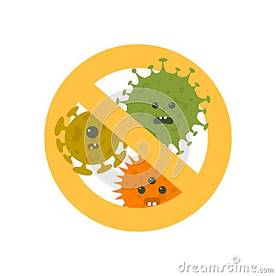 Stop microbes cartoon vector illustration Vector Illustration