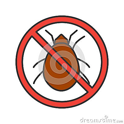 Stop mites sign color icon Vector Illustration