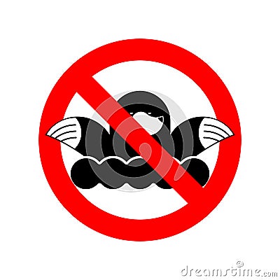 Stop mole. Ban shrew. Red prohibitory road sign. Pest Farm Vector Illustration