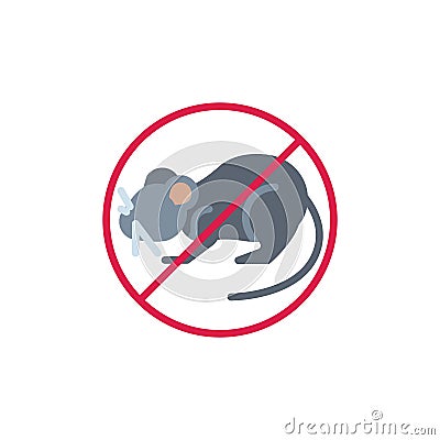 Stop mouse animal flat icon Vector Illustration