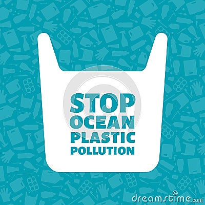 Stop ocean plastic pollution concept Vector Illustration