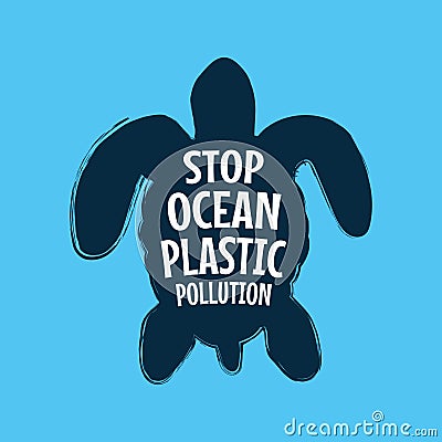 Stop ocean plastic pollution. Ecological campaign Vector Illustration