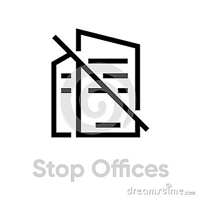 Stop Offices Protection measures icon. Editable line vector. Vector Illustration