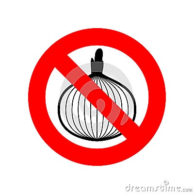 Stop onion. acute smell is forbidden. Red prohibitory sign Vector Illustration