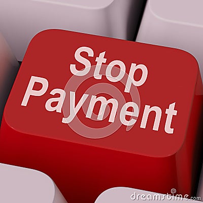 Stop Payment Key Shows Halt Online Transaction Stock Photo