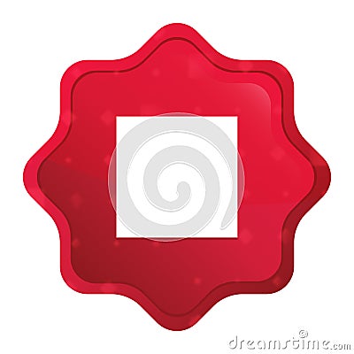 Stop play icon misty rose red starburst sticker button Stock Photo