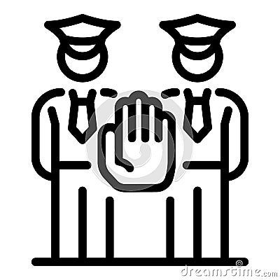 Stop police guard icon, outline style Vector Illustration