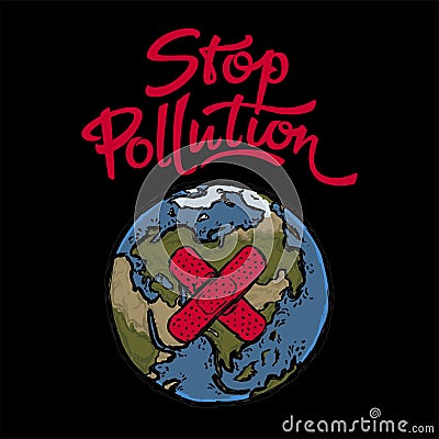 Stop Pollution poster Cartoon Illustration