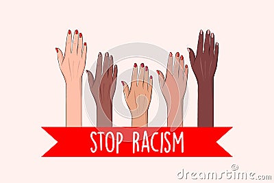 Stop racism concept, Black live matter USA protest against discrimination vector art. Equality rights symbol, rebel quote, Vector Illustration