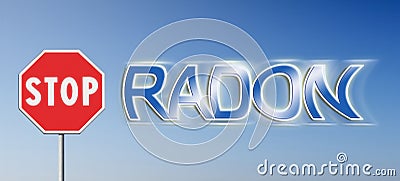 Stop radon - Concept image with road sign on blue background Stock Photo