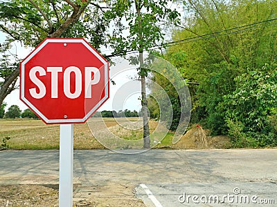 Warning traffic signs on the road. Stock Photo