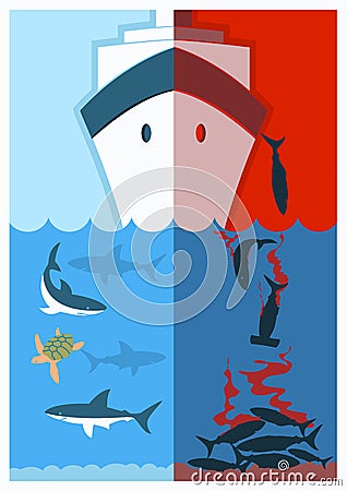 Stop shark finning.Vector color illustration Vector Illustration