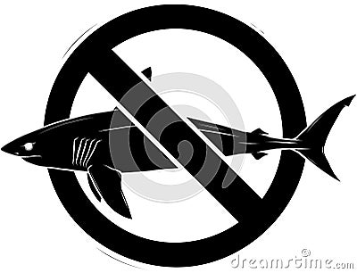 Stop shark sign, warning, vector illustration design Vector Illustration