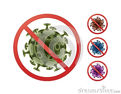 Stop sign on bacteria Vector Illustration