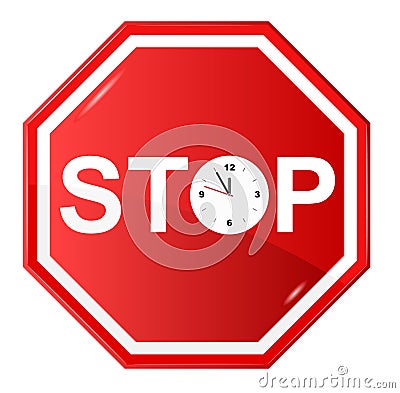 Stop sign with clock Vector Illustration