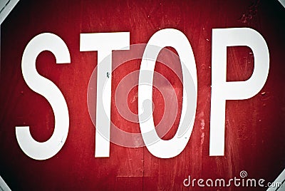 STOP Sign Dramatic Lighting Detailed View Stock Photo