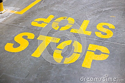 Stop sign on the floor Stock Photo