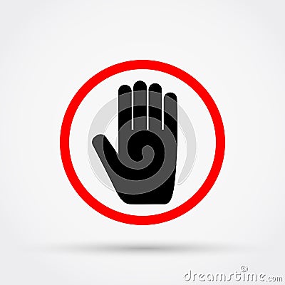 STOP sign with hand. Vector Illustration