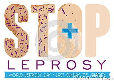 Stop Letters Depicting the Efficacy of Treatment against Leprosy, Vector Illustration Vector Illustration
