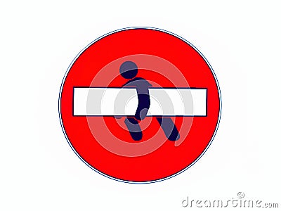 Stop Sign Man Lifting Heavy Work Load Stock Photo