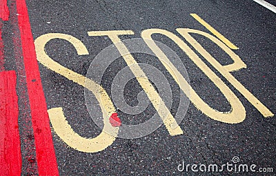 Stop sign road marking in London Stock Photo