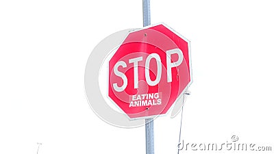 Stop sign-Stop eating animals. Stock Photo