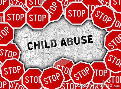 Stop sign and word child abuse Stock Photo