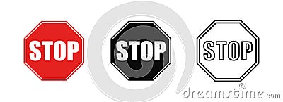 Stop signs. No entry sign. Prohibition sign walking pedestrians. Vector illustration Vector Illustration